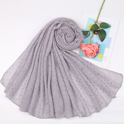 Pleated Gilding Cotton Linen Monochrome Dot Scarfs