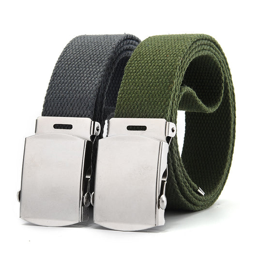 Women's & Men's Classic Military Buckle Canvas Korean Style Youth Pant Plain Belts