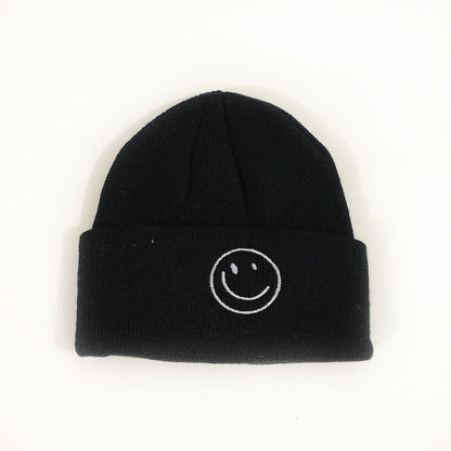 Children's Smiling Face Embroidery Woolen Boys Small Older Hats & Caps