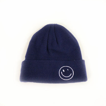 Children's Smiling Face Embroidery Woolen Boys Small Older Hats & Caps