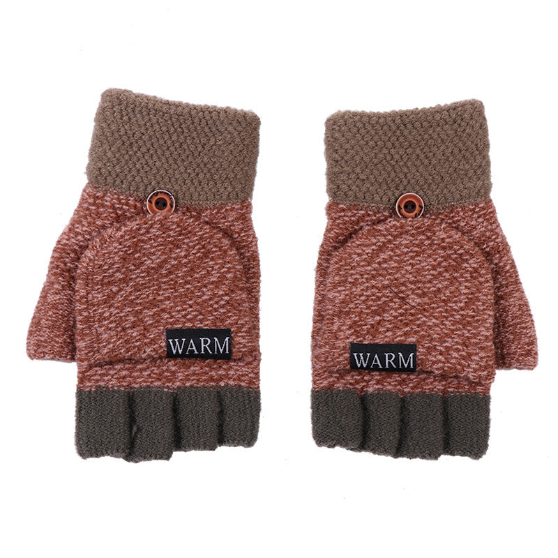 Finger Warm Thickened Winter Flip Leak Exposed Gloves