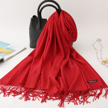 Women's Color Artificial Cashmere Monochrome Fashion Warm Scarfs