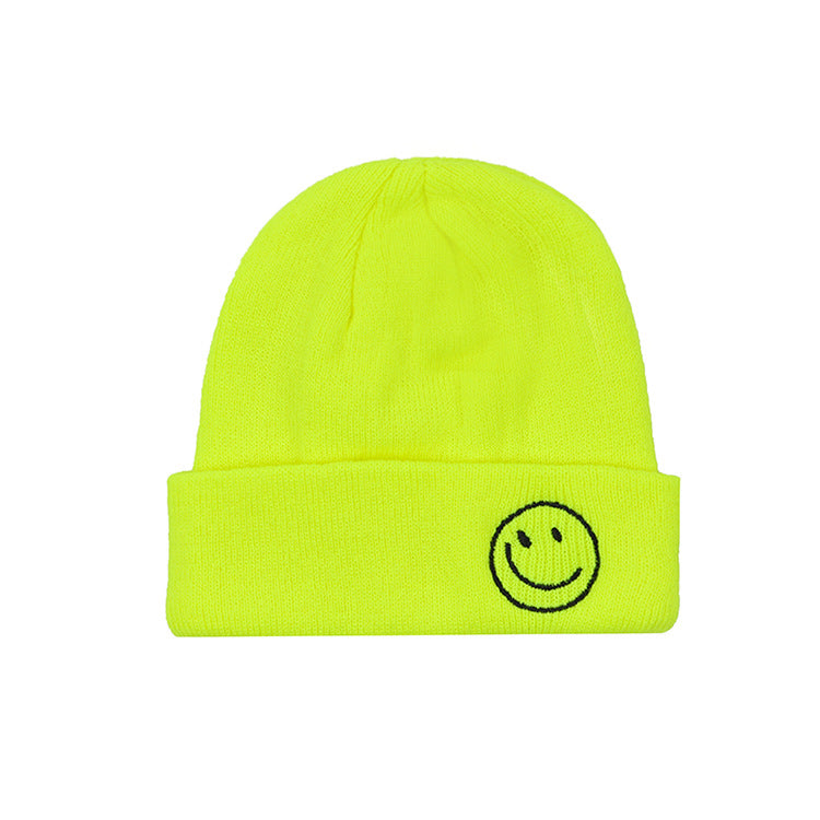 Children's Smiling Face Embroidery Woolen Boys Small Older Hats & Caps