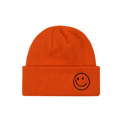 Children's Smiling Face Embroidery Woolen Boys Small Older Hats & Caps