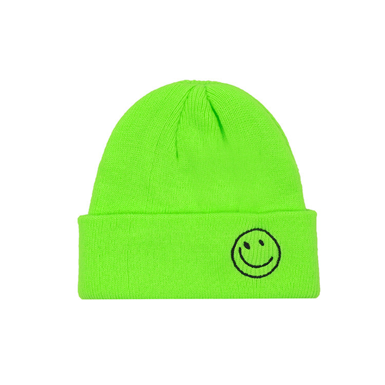 Children's Smiling Face Embroidery Woolen Boys Small Older Hats & Caps