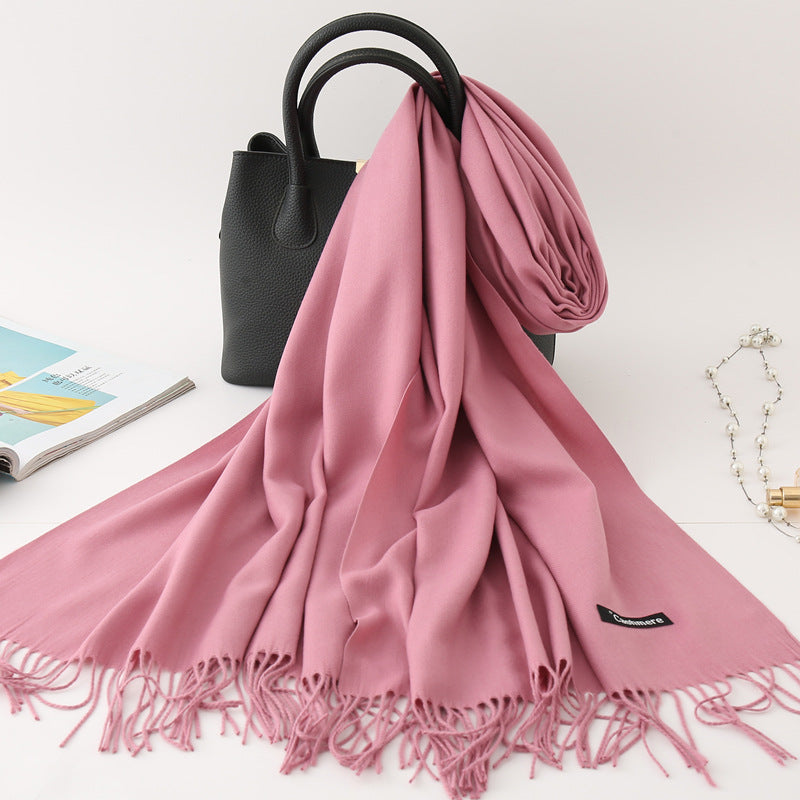 Women's Color Artificial Cashmere Monochrome Fashion Warm Scarfs