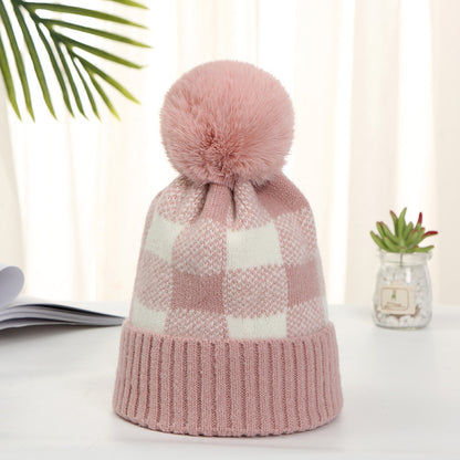 Women's Korean Warm Hat Fresh Literature Art Plaid Hats & Caps