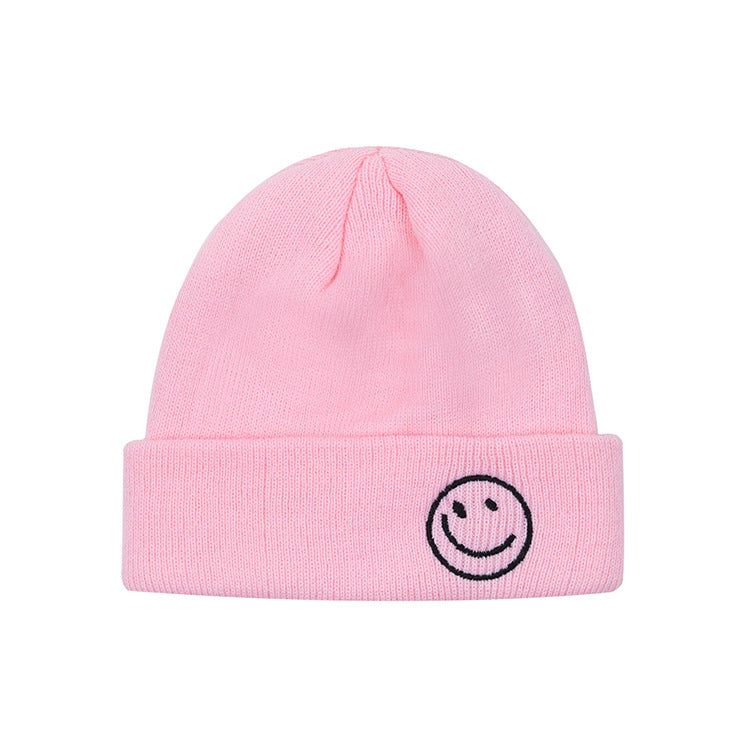 Children's Smiling Face Embroidery Woolen Boys Small Older Hats & Caps