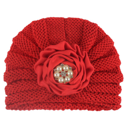 Children's Keep Warm Knitted Hat Ribbon Plate Kids' Headwear