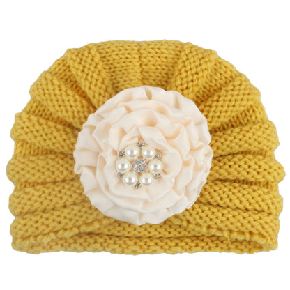 Children's Keep Warm Knitted Hat Ribbon Plate Kids' Headwear