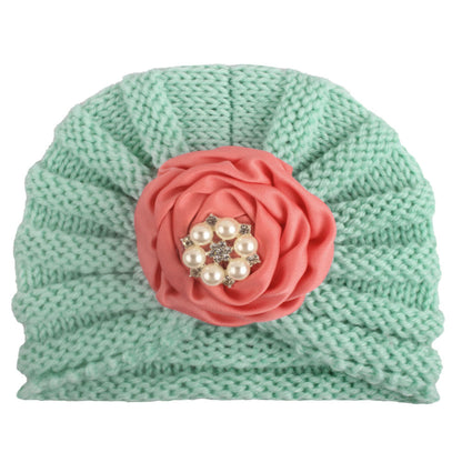 Children's Keep Warm Knitted Hat Ribbon Plate Kids' Headwear