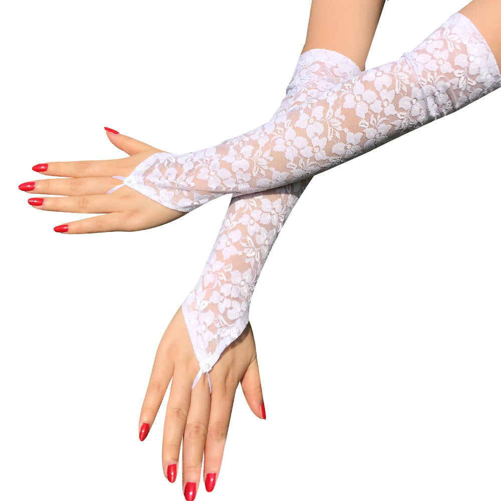 Wedding Dress Accessories Hook Finger Light Diamond Lace Gloves