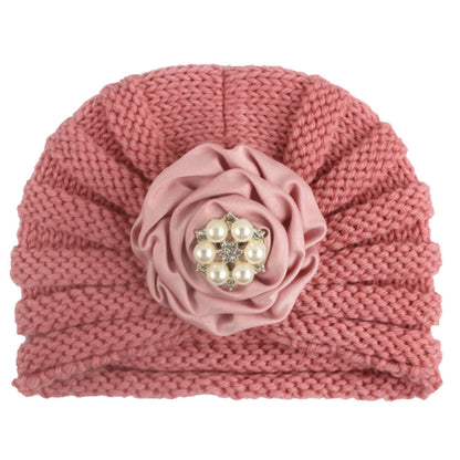 Children's Keep Warm Knitted Hat Ribbon Plate Kids' Headwear