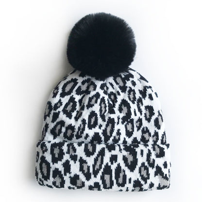 Children's Pullover Hat Knitted Leopard Print Big Kids' Headwear