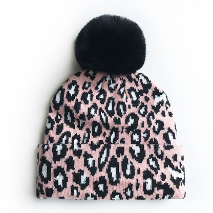 Children's Pullover Hat Knitted Leopard Print Big Kids' Headwear