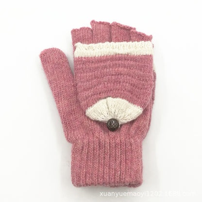 Women's & Men's Wool Snowflake Flip Warm Half Finger Gloves