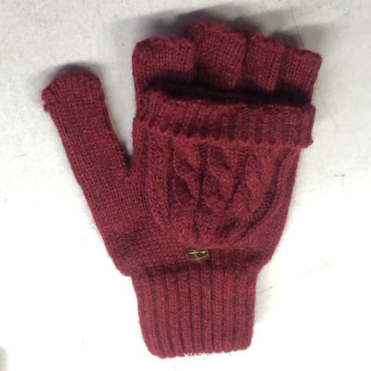 Women's & Men's Wool Snowflake Flip Warm Half Finger Gloves