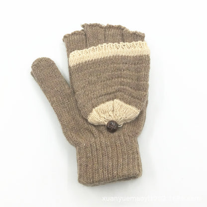 Women's & Men's Wool Snowflake Flip Warm Half Finger Gloves