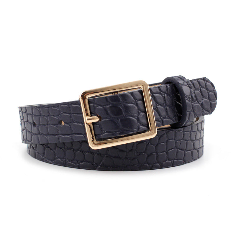 Women's Crocodile Pattern Fashionable Decorative Square Buckle Belts