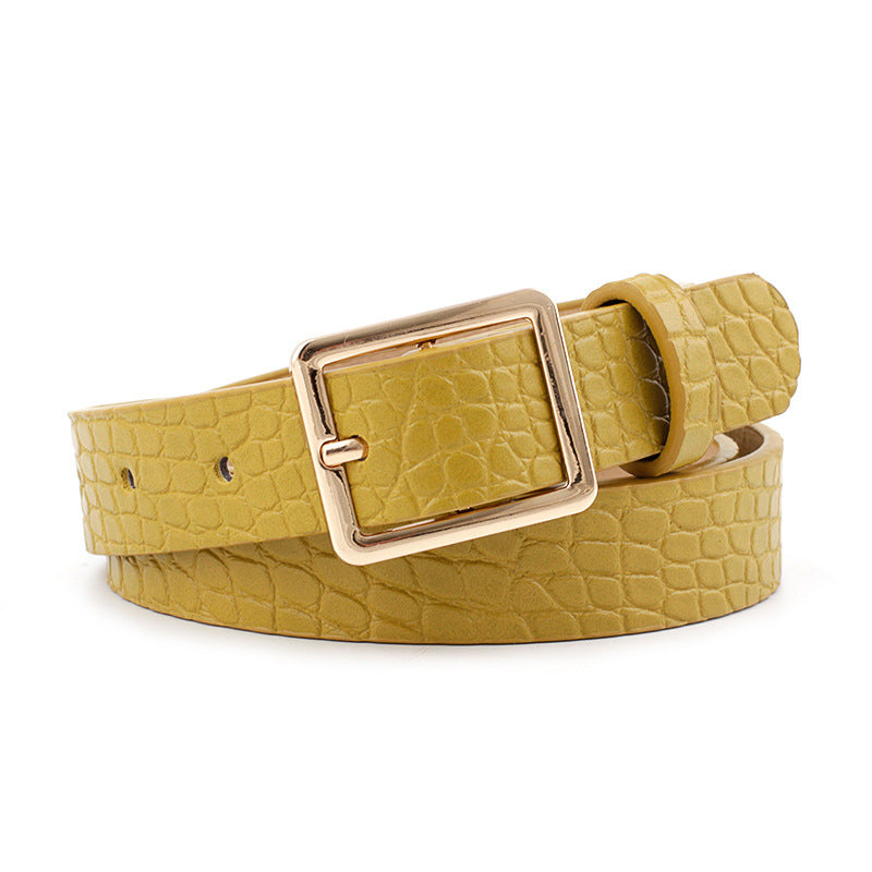 Women's Crocodile Pattern Fashionable Decorative Square Buckle Belts