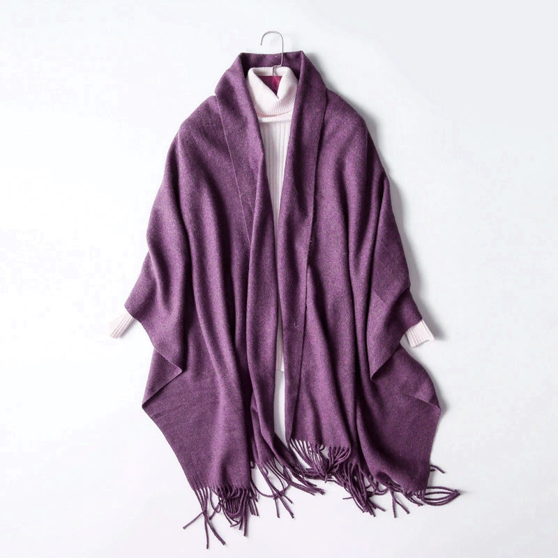 Women's Korean Solid Color Long Thickened Wool Scarfs