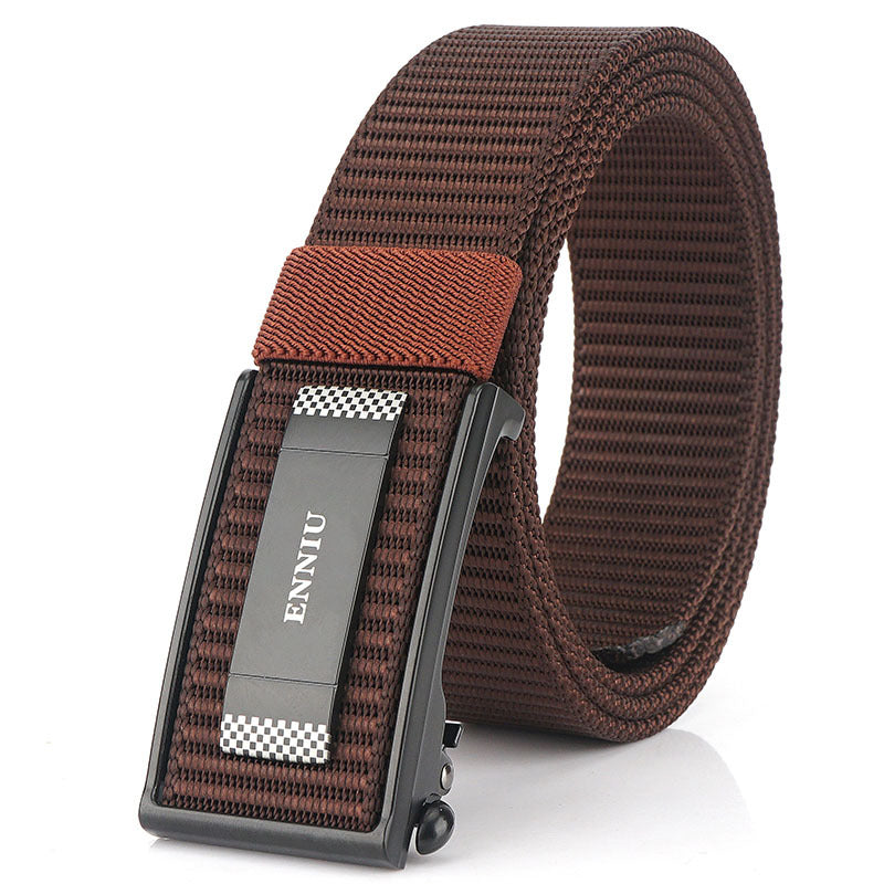 Men's Performance Sports Outdoor Waist Canvas Automatic Buckle Green Smooth Belts