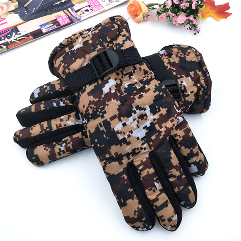 Women's & Men's Winter Thickened Camouflage Fleece-lined Warm Cycling Gloves