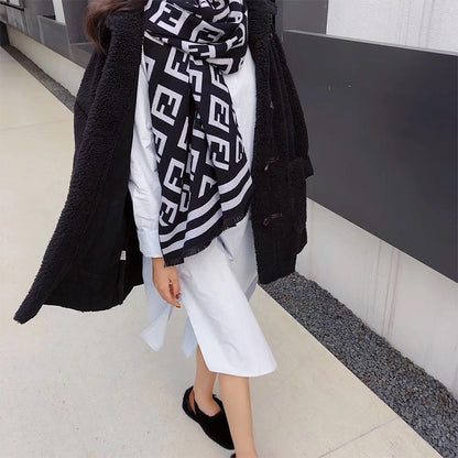 Double-sided Thick Cashmere Simple Letter Shawl Scarfs