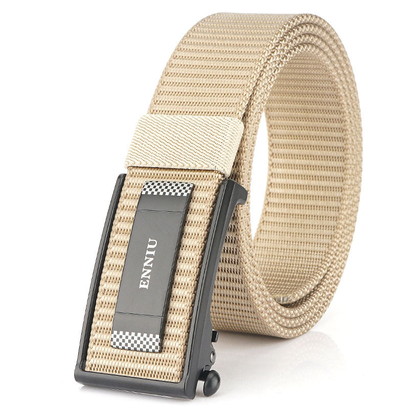 Men's Performance Sports Outdoor Waist Canvas Automatic Buckle Green Smooth Belts