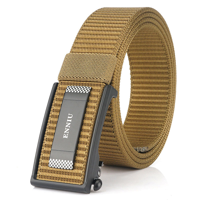 Men's Performance Sports Outdoor Waist Canvas Automatic Buckle Green Smooth Belts