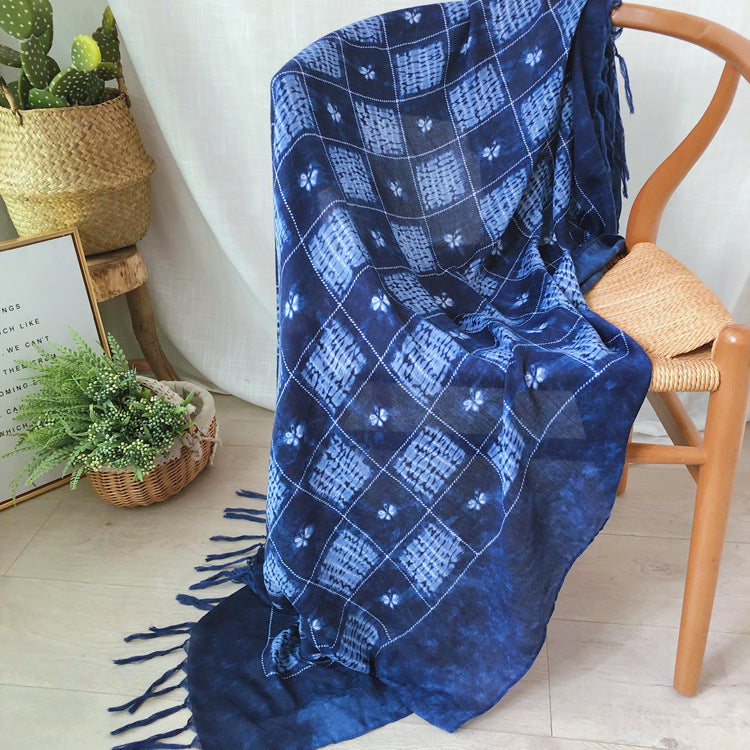 Knotted Long Fringe Shawl Travel Decoration Cotton Lightweight Scarfs