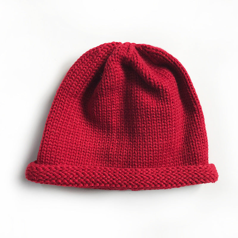 Women's Knitted Woolen Spring Korean Style Solid Hats & Caps