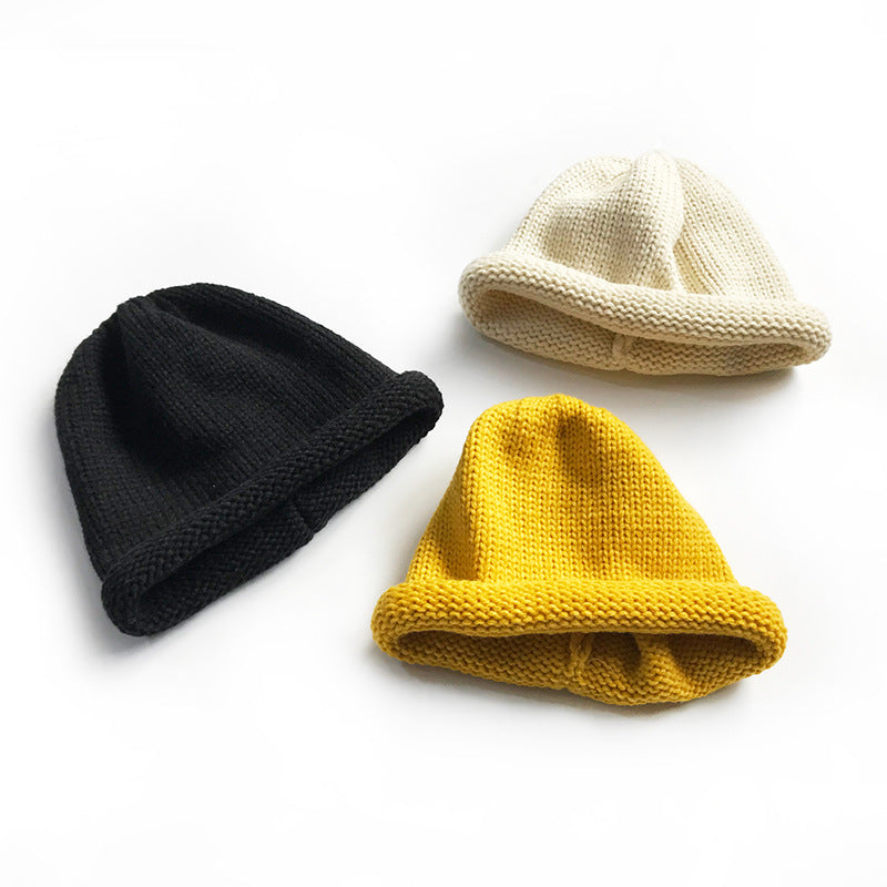 Women's Knitted Woolen Spring Korean Style Solid Hats & Caps