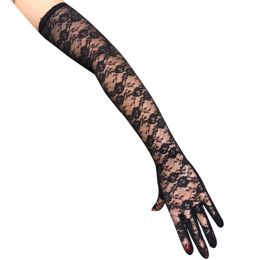 Lengthened Lace Full Finger Driving Sun Gloves