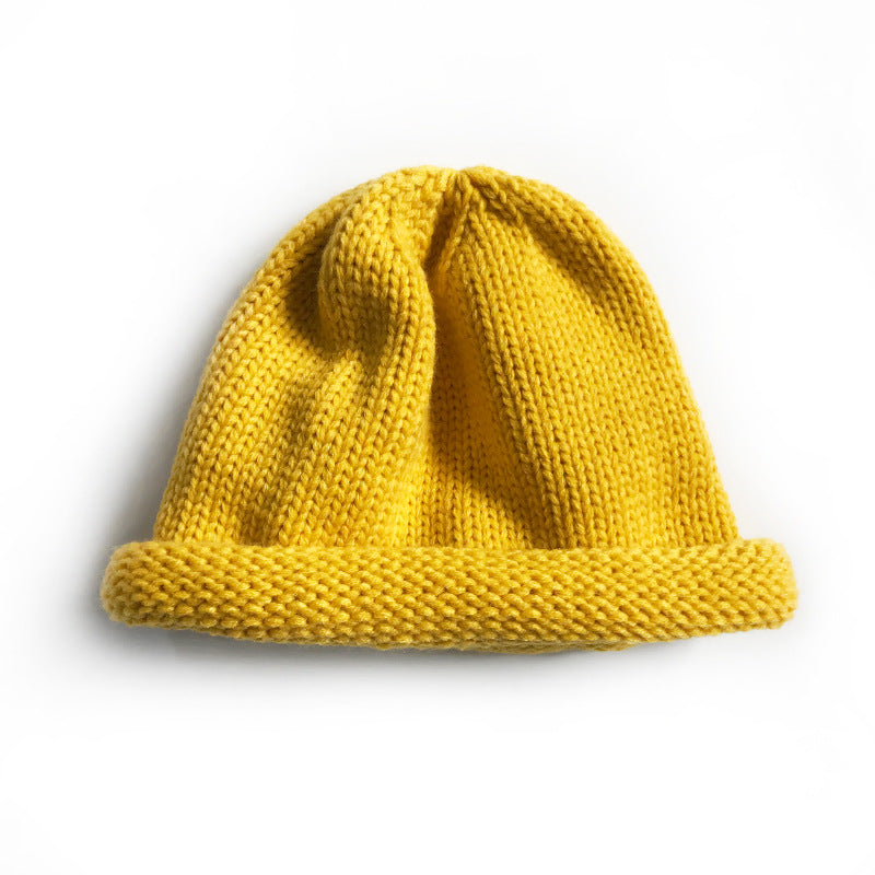 Women's Knitted Woolen Spring Korean Style Solid Hats & Caps