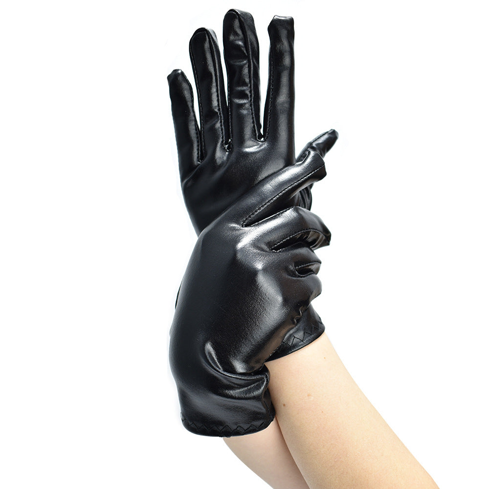 Skin Play Punk Short Patent Leather Gloves