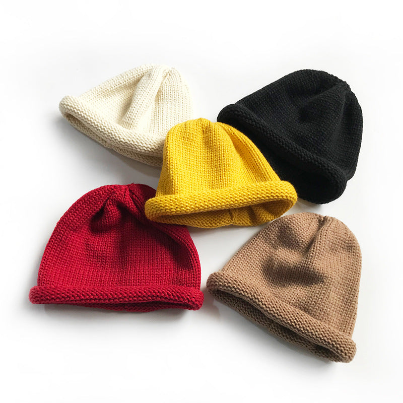 Women's Knitted Woolen Spring Korean Style Solid Hats & Caps