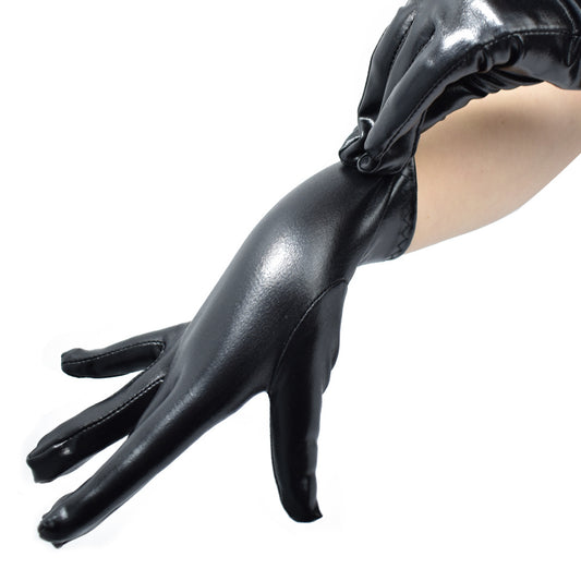 Skin Play Punk Short Patent Leather Gloves