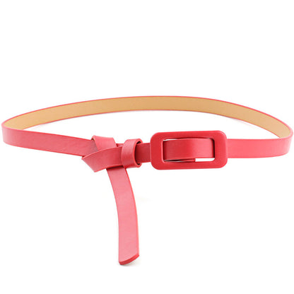 Women's Solid Color Nude Small Fashion Square Buckle Decoration Belts