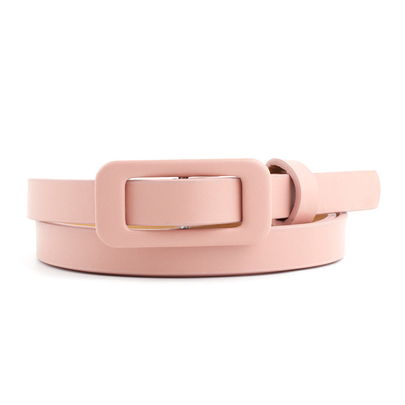 Women's Solid Color Nude Small Fashion Square Buckle Decoration Belts