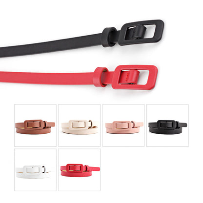 Women's Solid Color Nude Small Fashion Square Buckle Decoration Belts