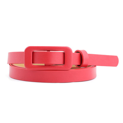 Women's Solid Color Nude Small Fashion Square Buckle Decoration Belts