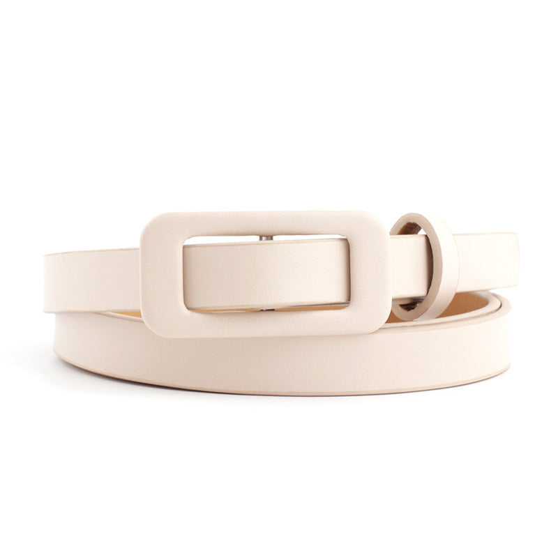 Women's Solid Color Nude Small Fashion Square Buckle Decoration Belts