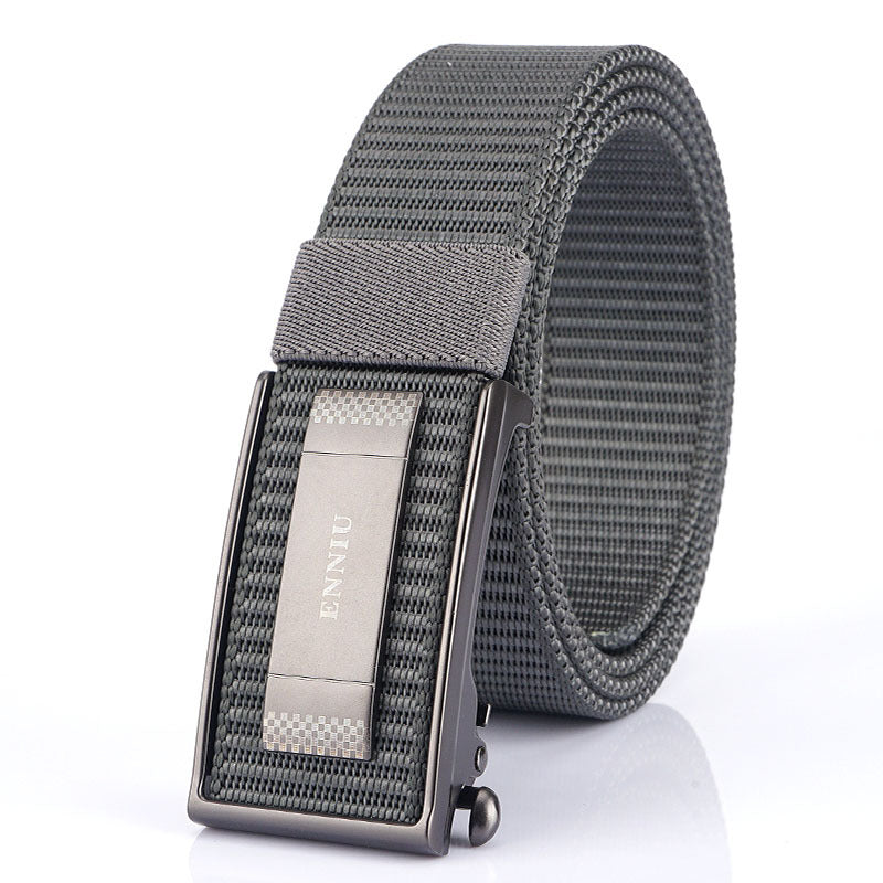 Men's Performance Sports Outdoor Waist Canvas Automatic Buckle Green Smooth Belts