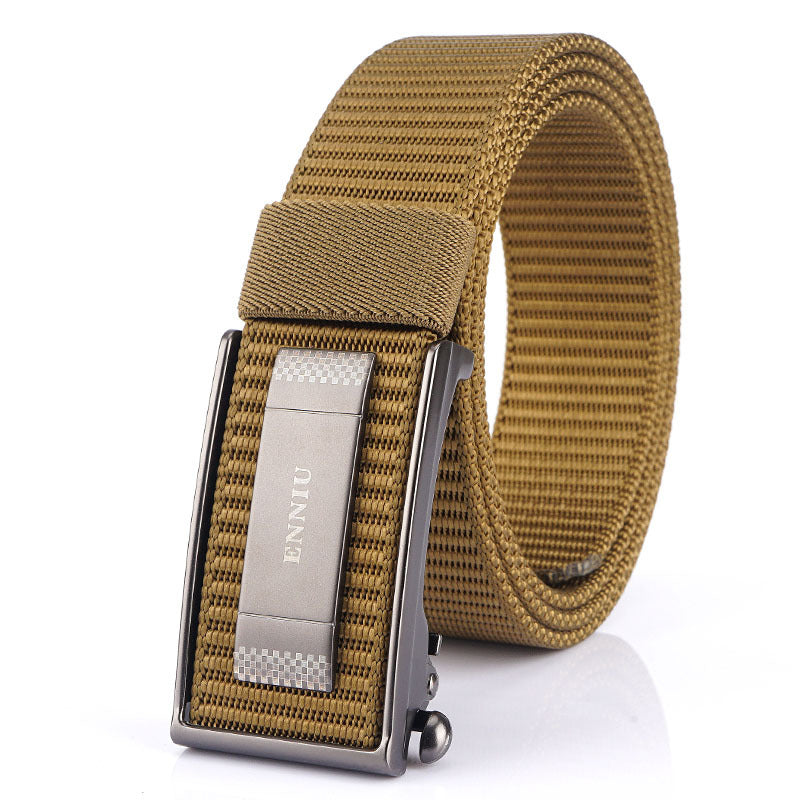 Men's Performance Sports Outdoor Waist Canvas Automatic Buckle Green Smooth Belts