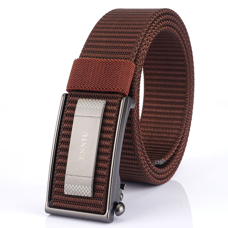 Men's Performance Sports Outdoor Waist Canvas Automatic Buckle Green Smooth Belts