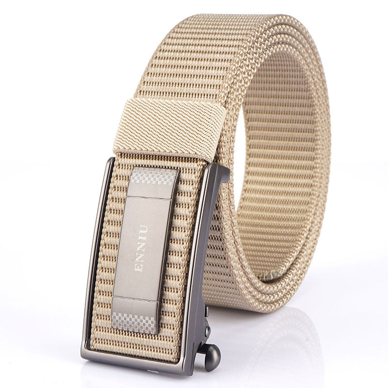 Men's Performance Sports Outdoor Waist Canvas Automatic Buckle Green Smooth Belts