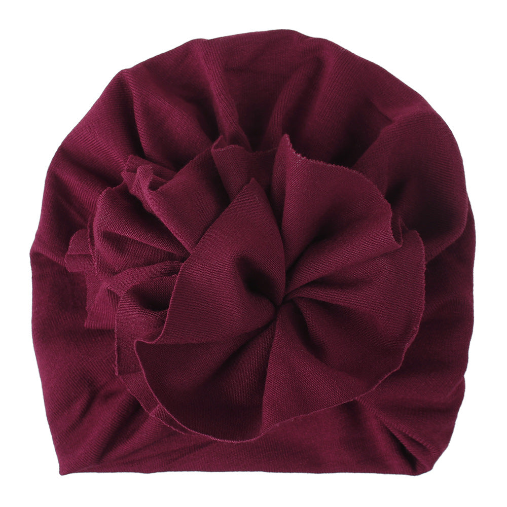 Children's Hat Pleated Flower Knitted Cotton Beanie Kids' Headwear