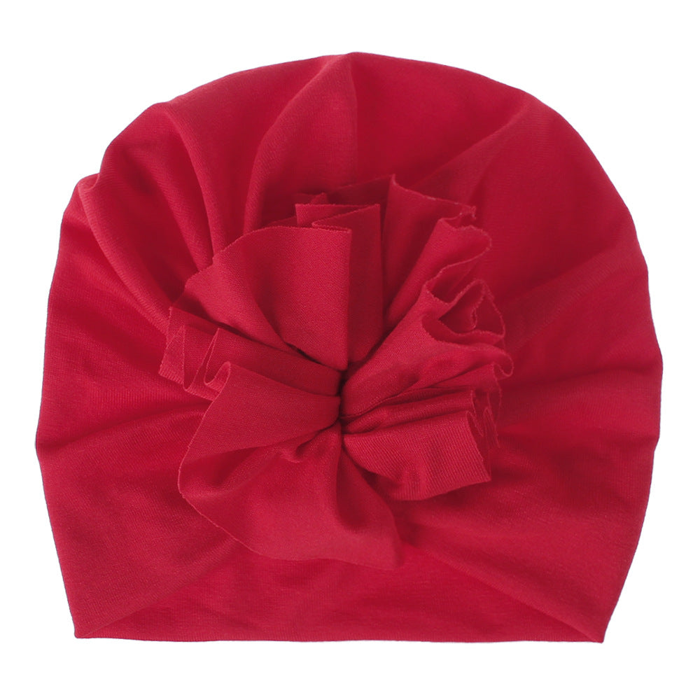 Children's Hat Pleated Flower Knitted Cotton Beanie Kids' Headwear