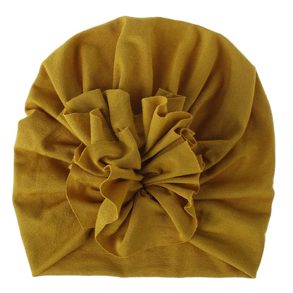 Children's Hat Pleated Flower Knitted Cotton Beanie Kids' Headwear